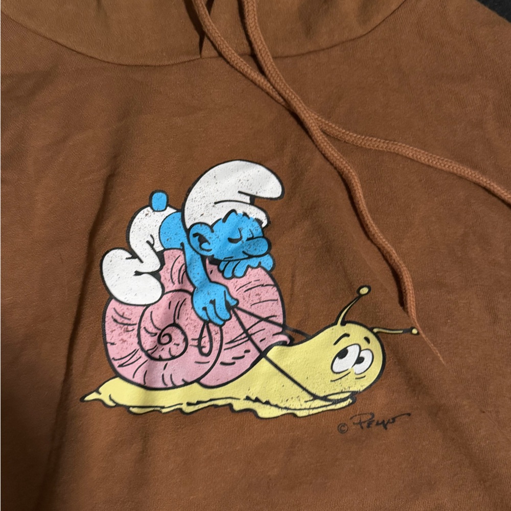 Y2K Earth Day “Save The World” Graphic Hoodie Brown Cartoon Nature - Picture 3 of 4
